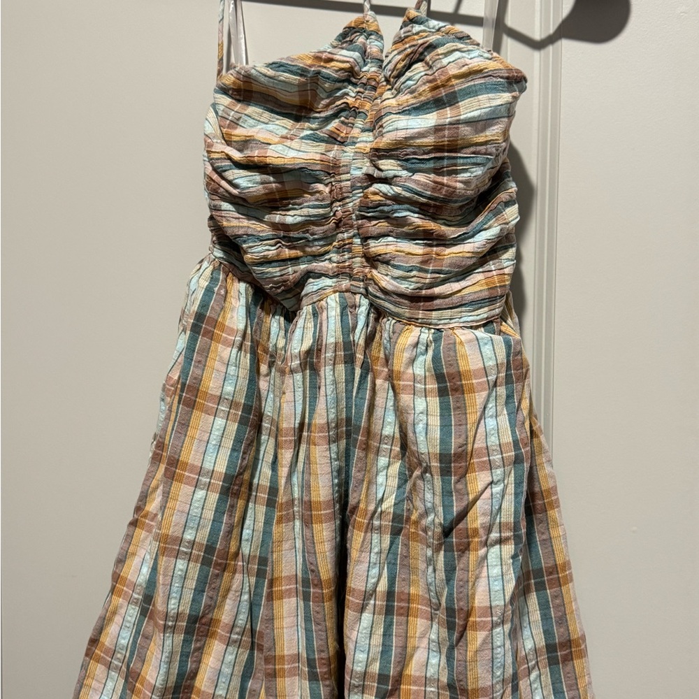 American Eagle Outfitters Multicolor Plaid Backless Dress